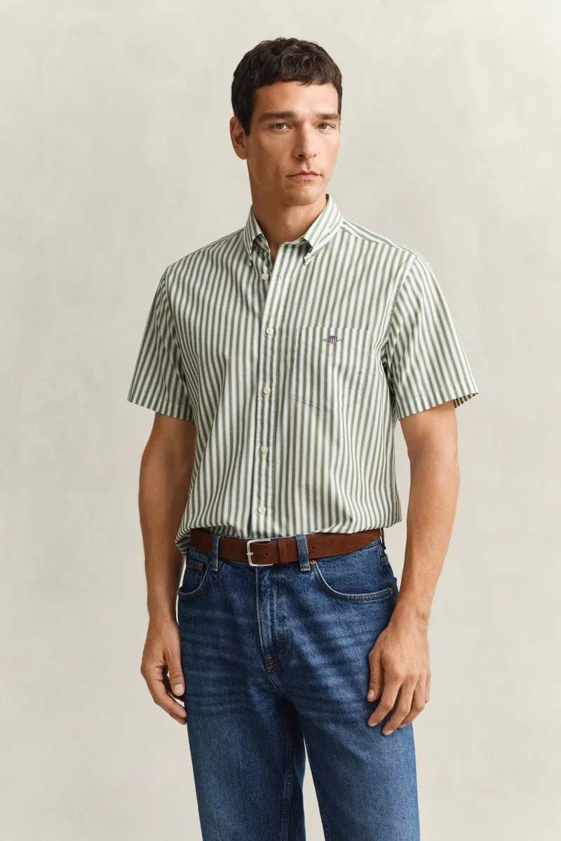 غانت Regular Classic Poplin Stripe Short SleeveShirt